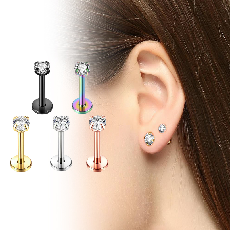 Body Jewelry Cartilage Earrings - أقراط من التيتانيوم عيار 16G بظهر