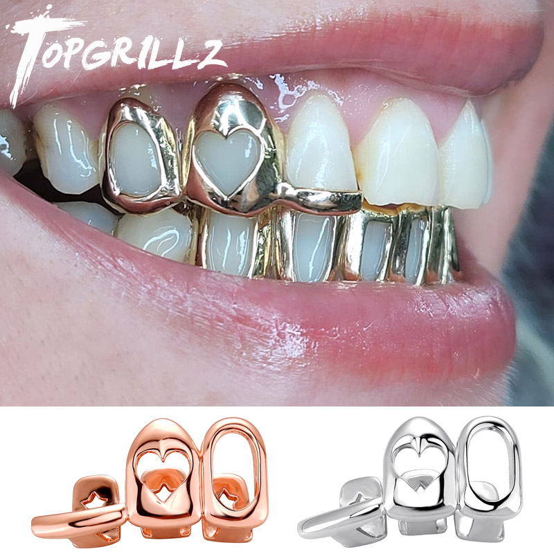 Body Jewelry Men - TOPGRILLZ لامعة مختلطة 3 قبعات الأسنان