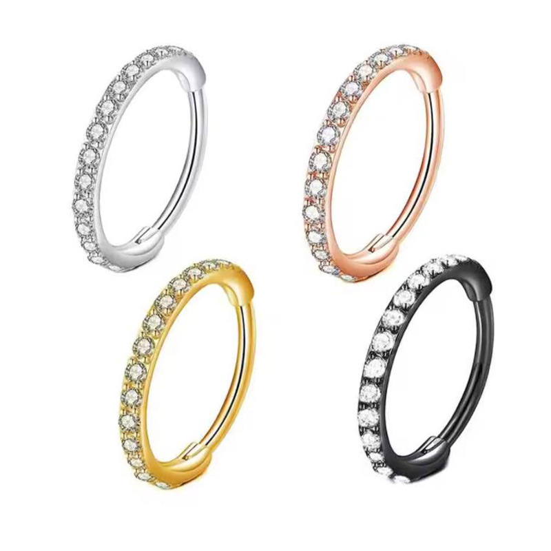 Body Jewelry Ear Piercing - حلقة أنف شفافة 16G مرصعة بالزركونيا