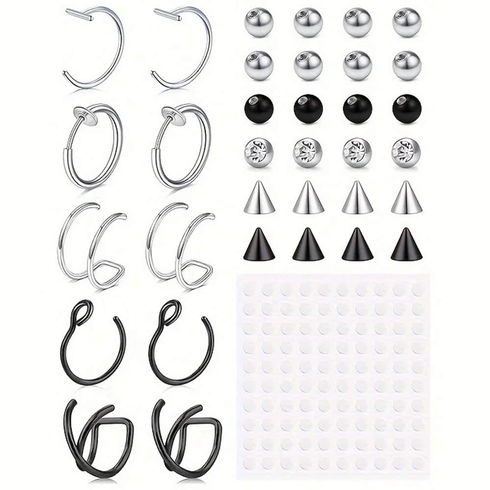 Body Jewelry Ear Piercing - ثقوب مزيفة، حلقة شفاه مزيفة، حلقة