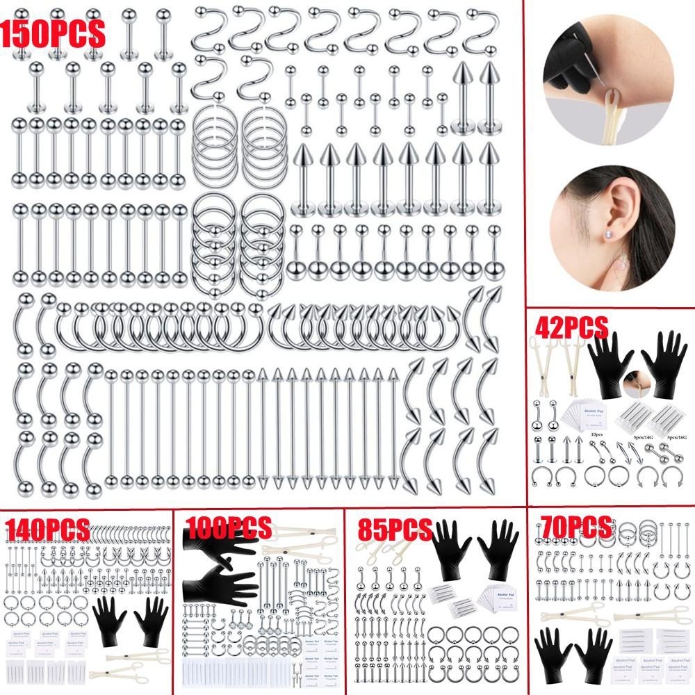 Body Jewelry And Piercing - طقم أدوات ثقب الجسم 150/140/85/70/42 قطعة،