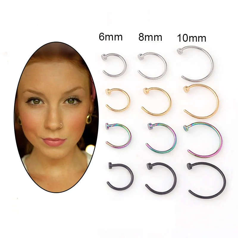 Body Jewelry Surgical Steel - 5 قطع/مجموعة حلقات أنف 20G، 6