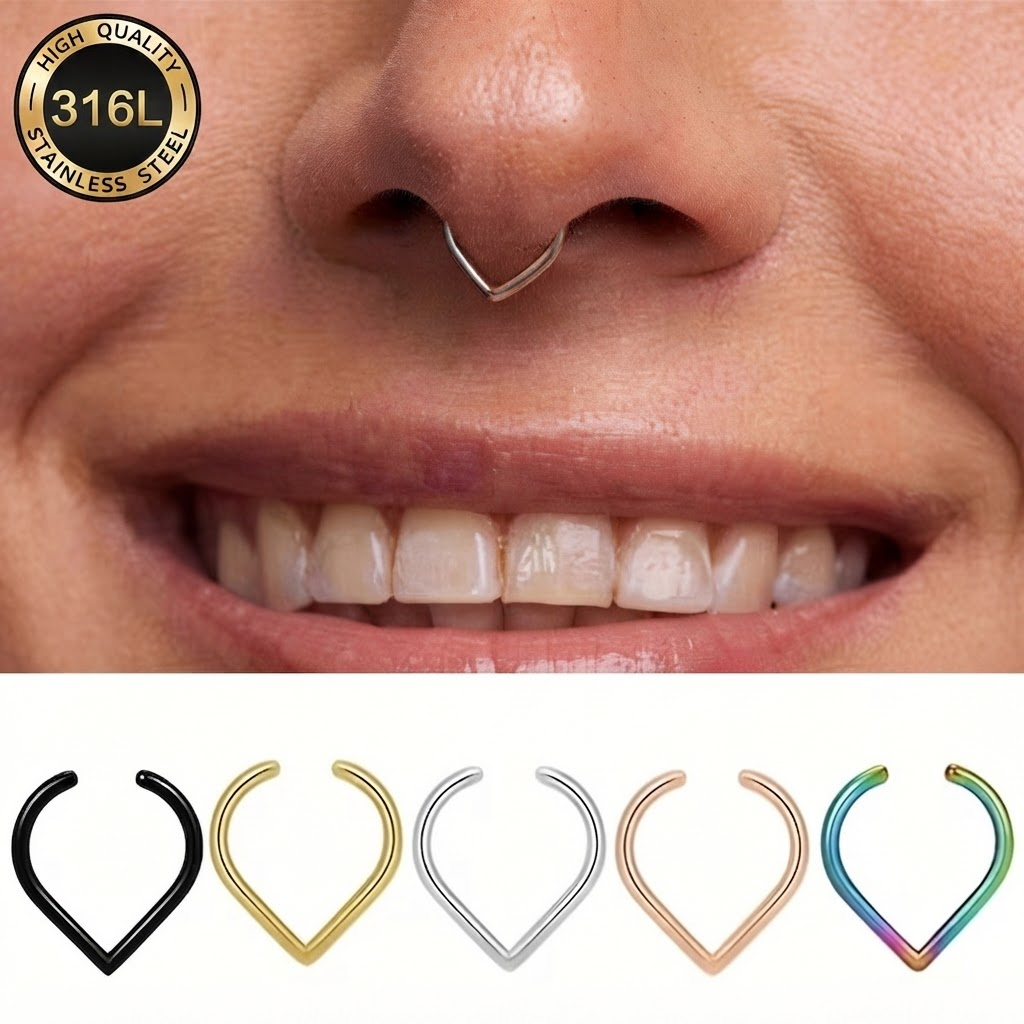 Body Jewelry Ear Piercing - 5 قطع من حلقات الأنف المزيفة