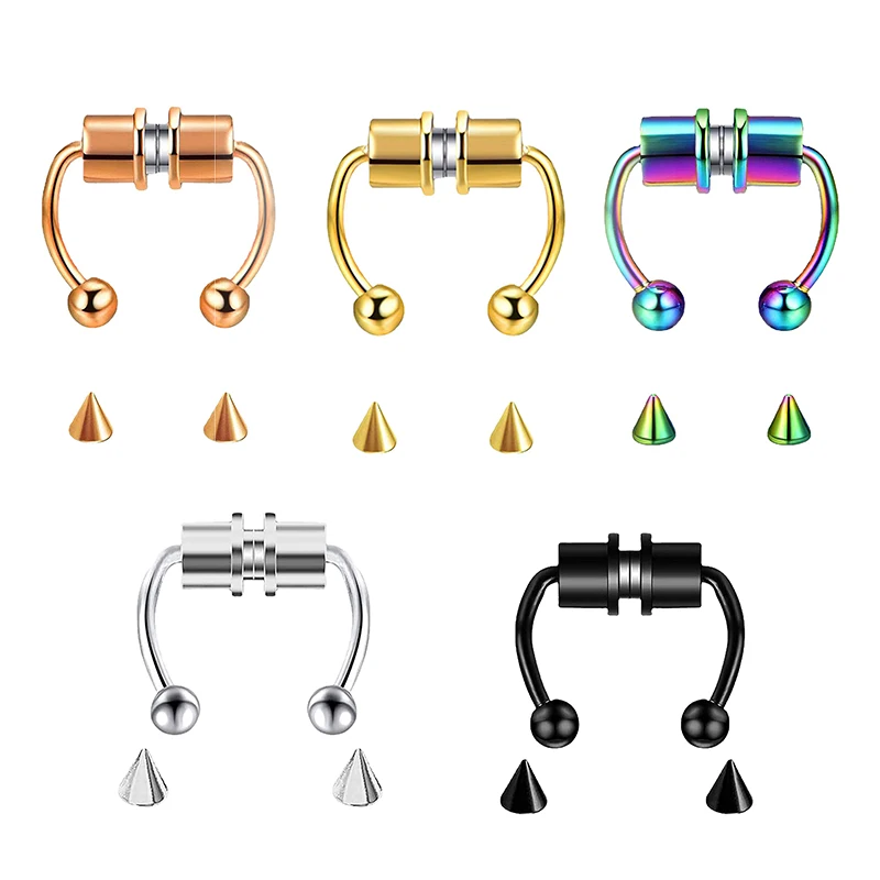 Body Jewelry And Piercing - وهمية ثقب الأنف الدائري هوب الحاجز