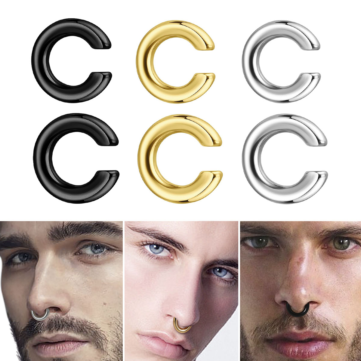 Body Jewelry Ear Piercing - 1 قطعة مبالغ فيها c-شكل غير