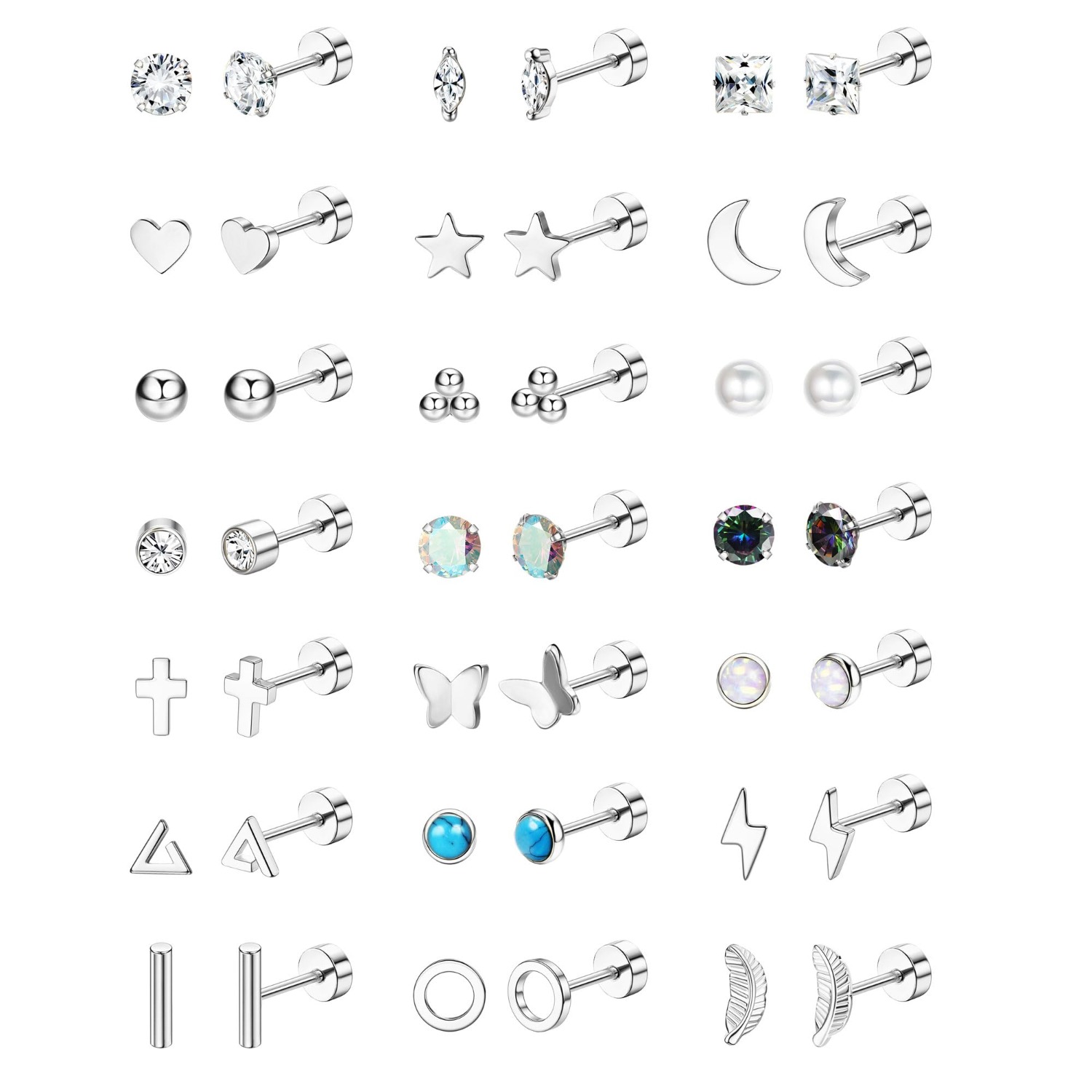 Body Jewelry Surgical Steel - Florideco 1 زوج هيبوالرجينيك شقة الظهر