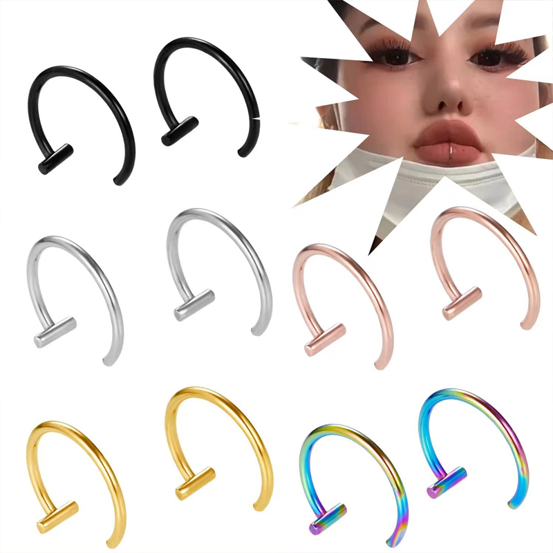 Body Jewelry Cartilage Earrings - حلقات شفاه من الفولاذ الجراحي 18G،