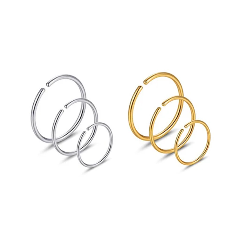 Body Jewelry Cartilage Earrings - 6 قطع/مجموعة حلقات أنف مضادة للحساسية