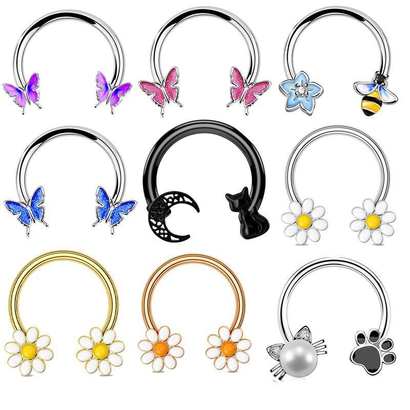 Body Jewelry Ear Piercing - حلقات أنف وآذان من الفولاذ الجراحي