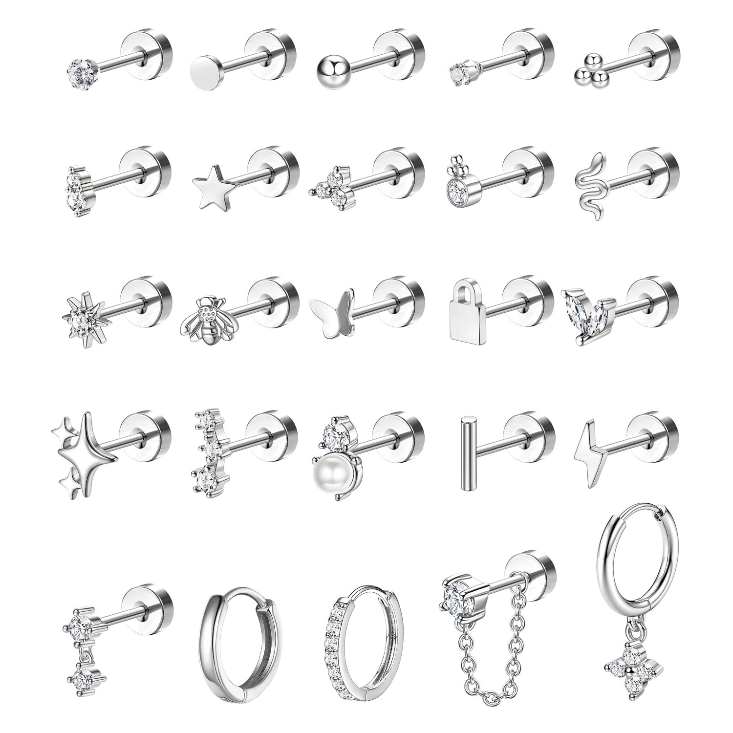 Body Jewelry Surgical Steel - Bobisty 1 قطعة أقراط للأذنين الحساسة