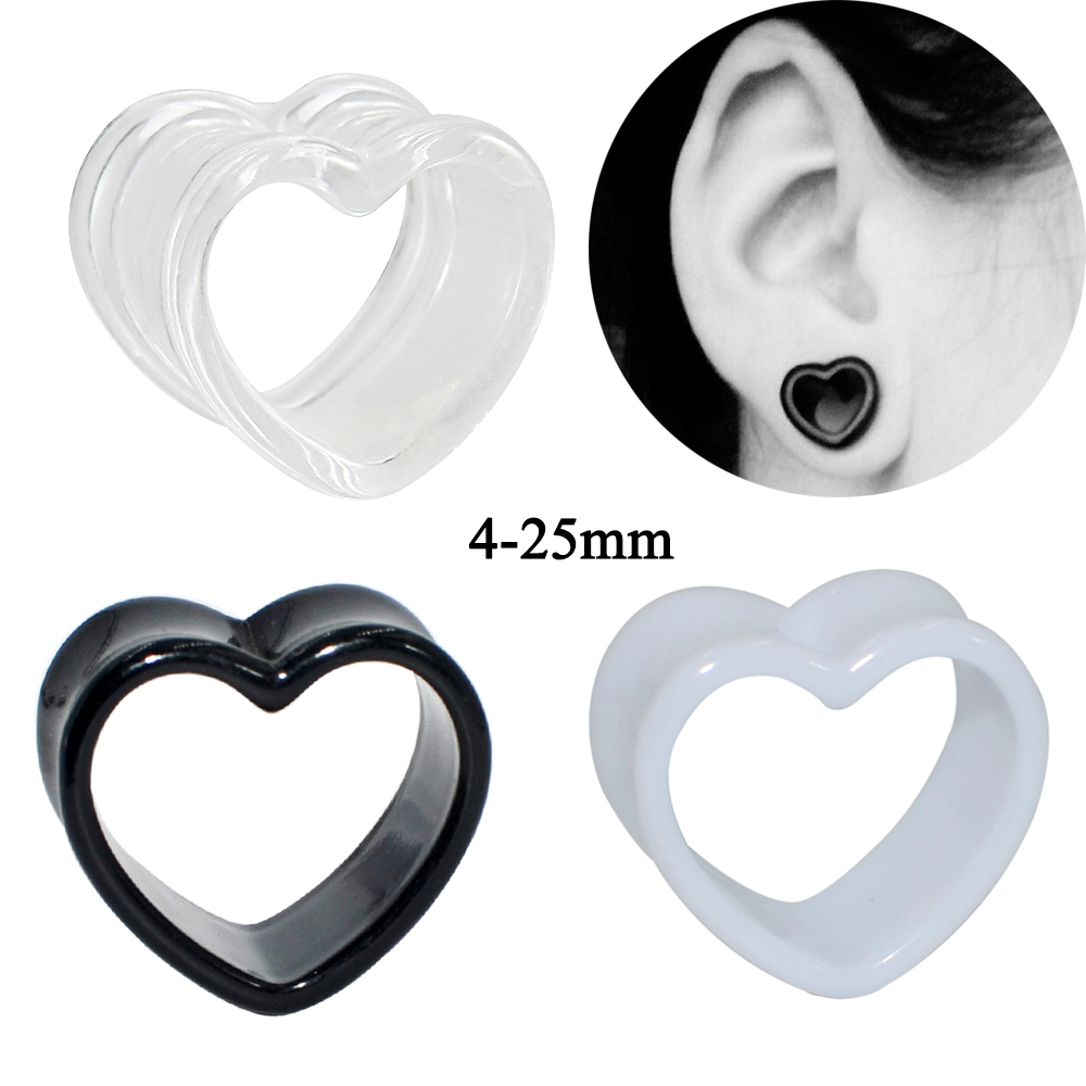Body Jewelry Ear Gauges - الاكريليك الحب أسود أبيض على شكل