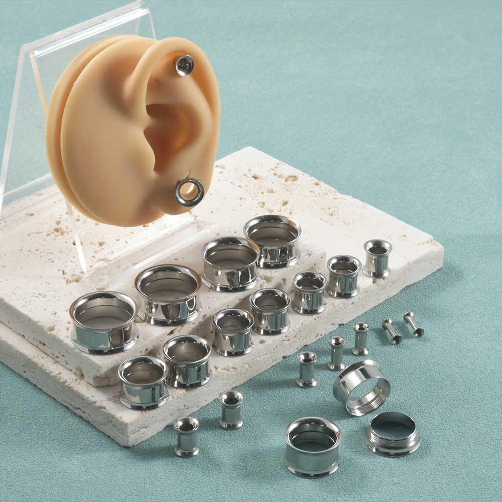 Body Jewelry Ear Gauges - 1 زوج/12 أزواج مجموعة الفولاذ المقاوم