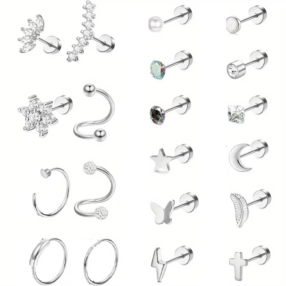 Body Jewelry Surgical Steel - Drperfect-أقراط فولاذية جراحية للنساء والرجال ،