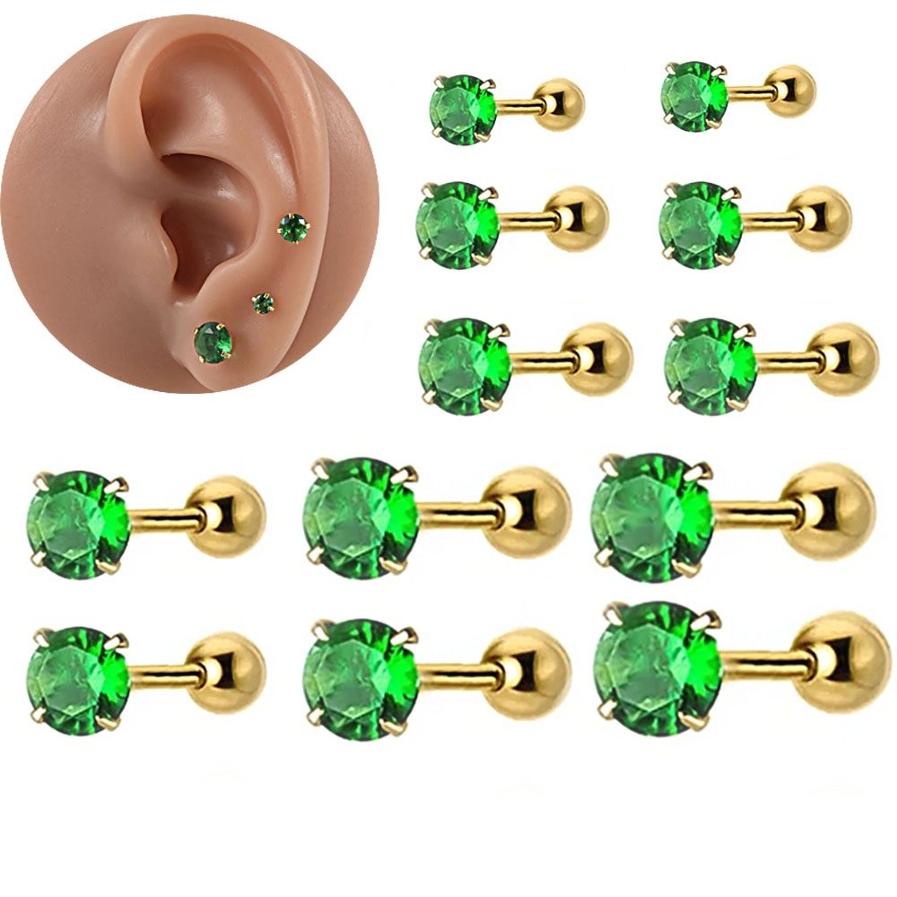 Body Jewelry Cartilage Earrings - 1/2 قطعة الفولاذ المقاوم للصدأ الأخضر