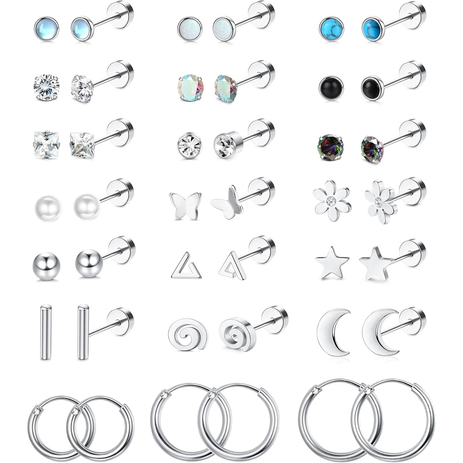 Body Jewelry Surgical Steel - FASACCO 1 زوج الجراحية الصلب شقة