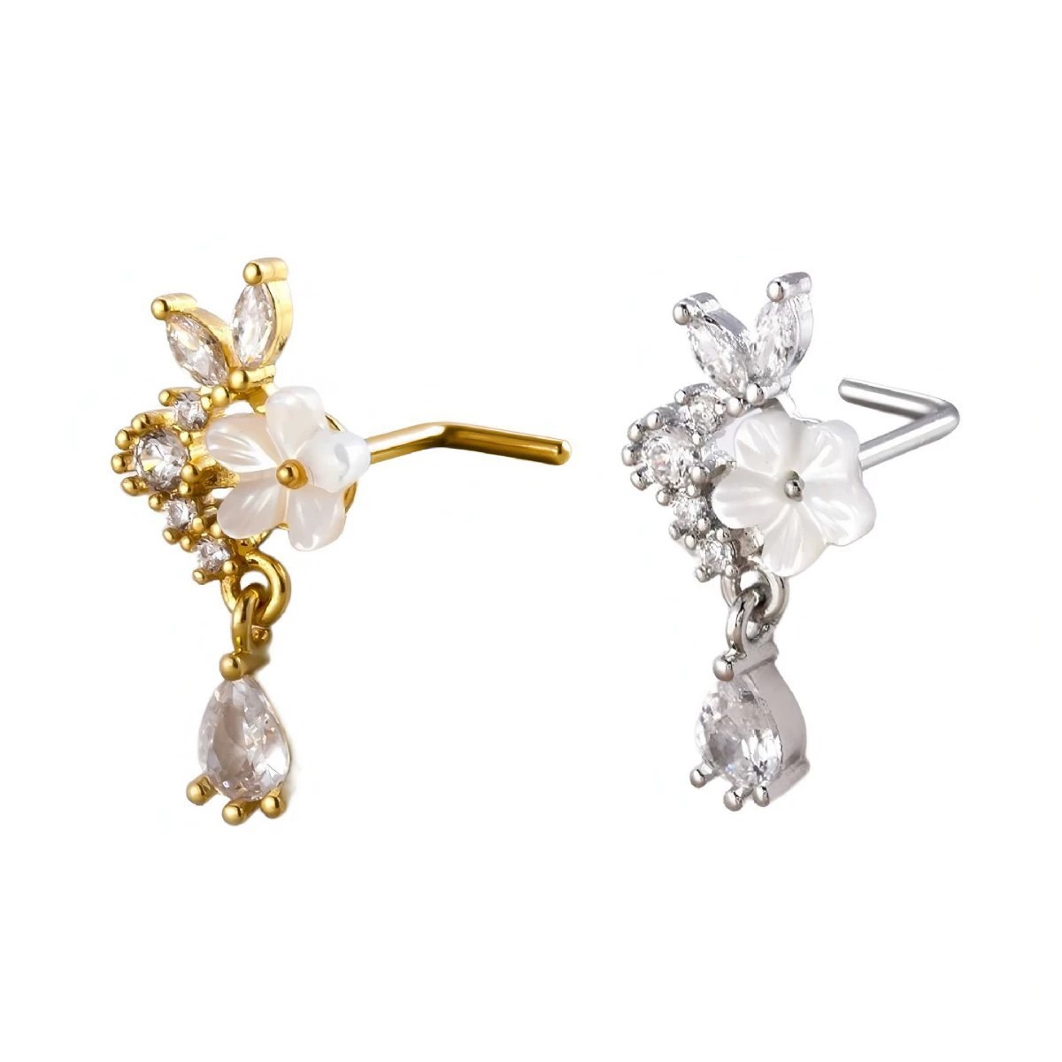 حلقة أنف ذهبية على شكل زهرة مع - مراجعة Body Jewelry Surgical Steel وسعره