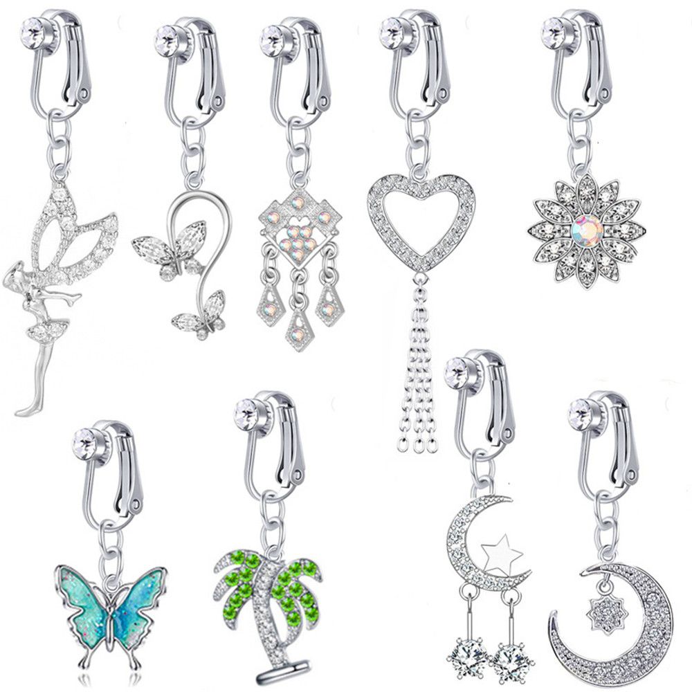 فو فراشة البطن وهمية وهمية ثقب - مراجعة Body Jewelry And Earrings وسعره