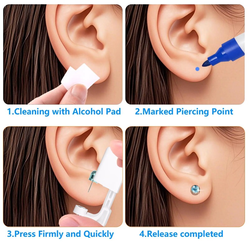 طقم مسدس ثقب الأذن المعقمة للا - مراجعة Body Jewelry Cartilage Earrings وسعره