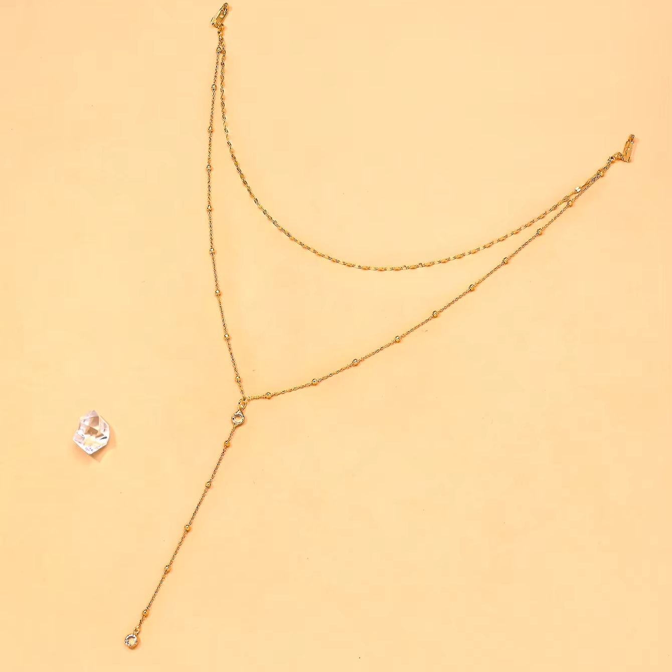 قلادة ذهبية مطلية رقيقة مرصعة  - مراجعة Body Jewelry For Backless Dress وسعره