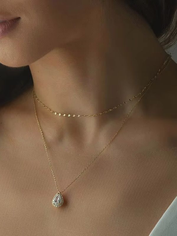 قلادة ذهبية وفضية على شكل دمعة - مراجعة Body Jewelry For Backless Dress وسعره