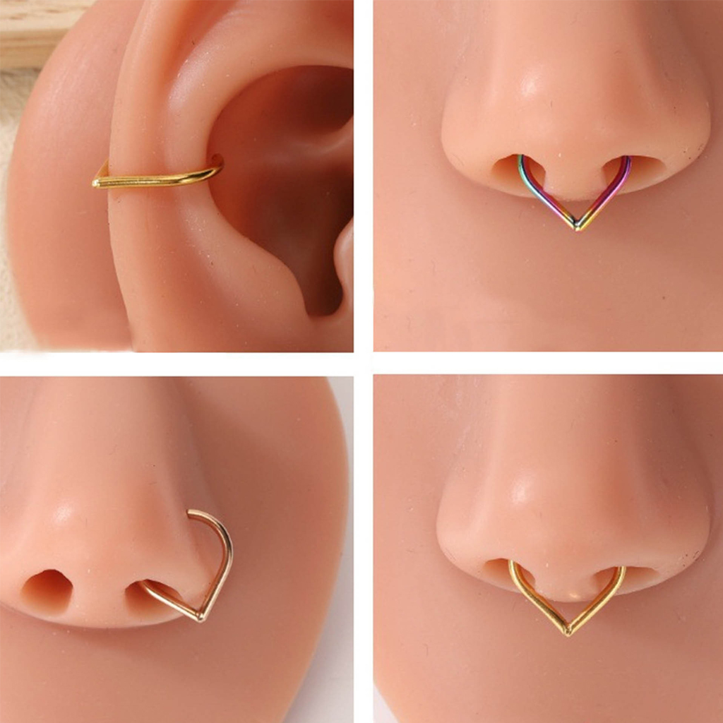 5 قطع من حلقات الأنف المزيفة ا - مراجعة Body Jewelry Ear Piercing وسعره