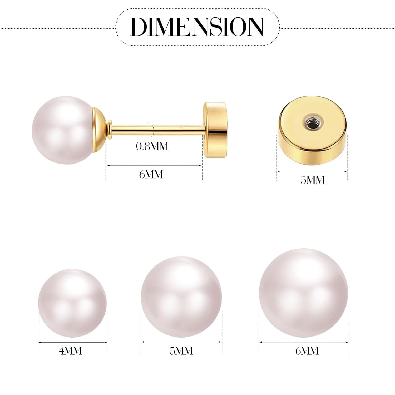3 أزواج من أقراط اللؤلؤ الصغير - مراجعة Body Jewelry Surgical Steel وسعره