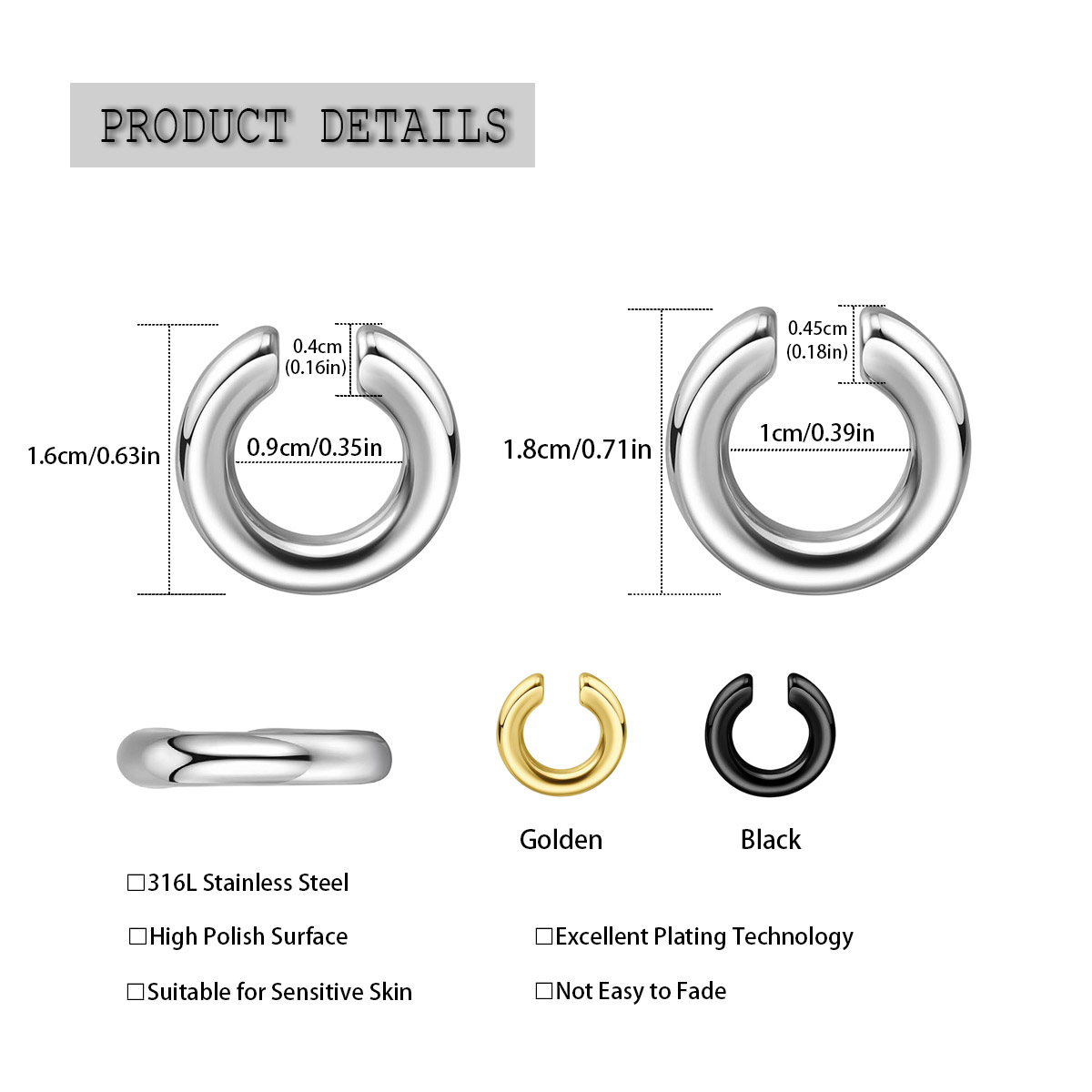 1 قطعة مبالغ فيها c-شكل غير ثق - مراجعة Body Jewelry Ear Piercing وسعره