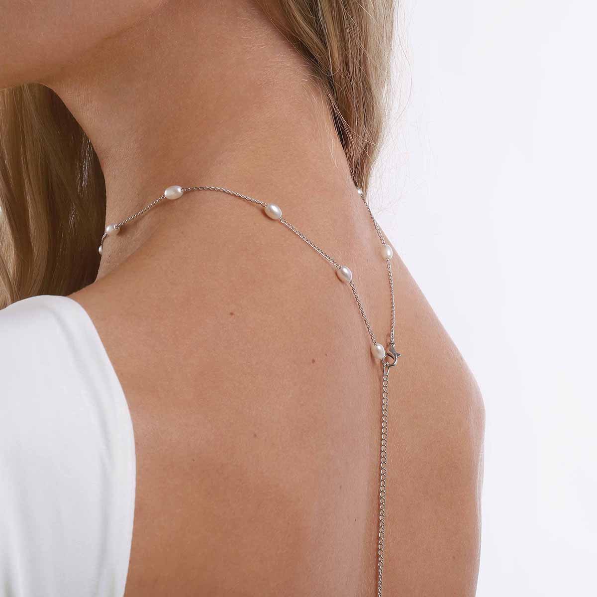 قلادة أنيقة للظهر مع لآلئ صناع - مراجعة Body Jewelry For Backless Dress وسعره