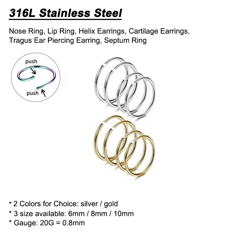 6 قطع/مجموعة حلقات أنف مضادة ل - مراجعة Body Jewelry Cartilage Earrings وسعره