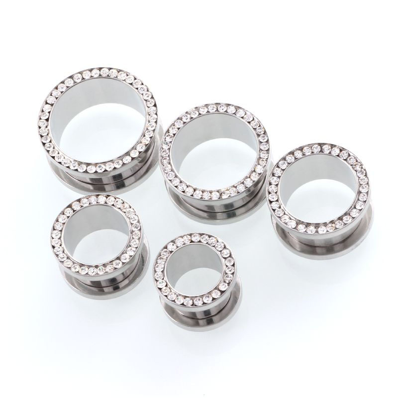 قطعتان/مجموعة نفق أذن كريستالي - مراجعة Body Jewelry Ear Gauges وسعره