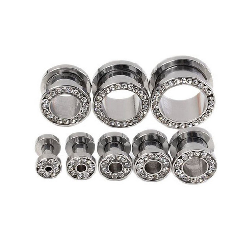 قطعتان/مجموعة نفق أذن كريستالي - مراجعة Body Jewelry Ear Gauges وسعره