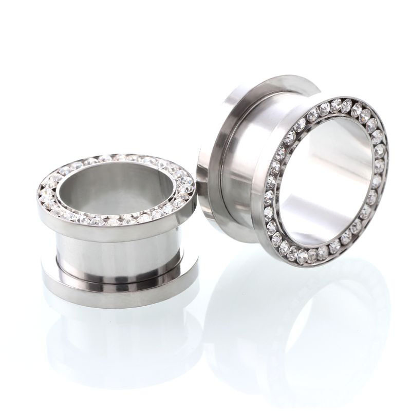قطعتان/مجموعة نفق أذن كريستالي - مراجعة Body Jewelry Ear Gauges وسعره