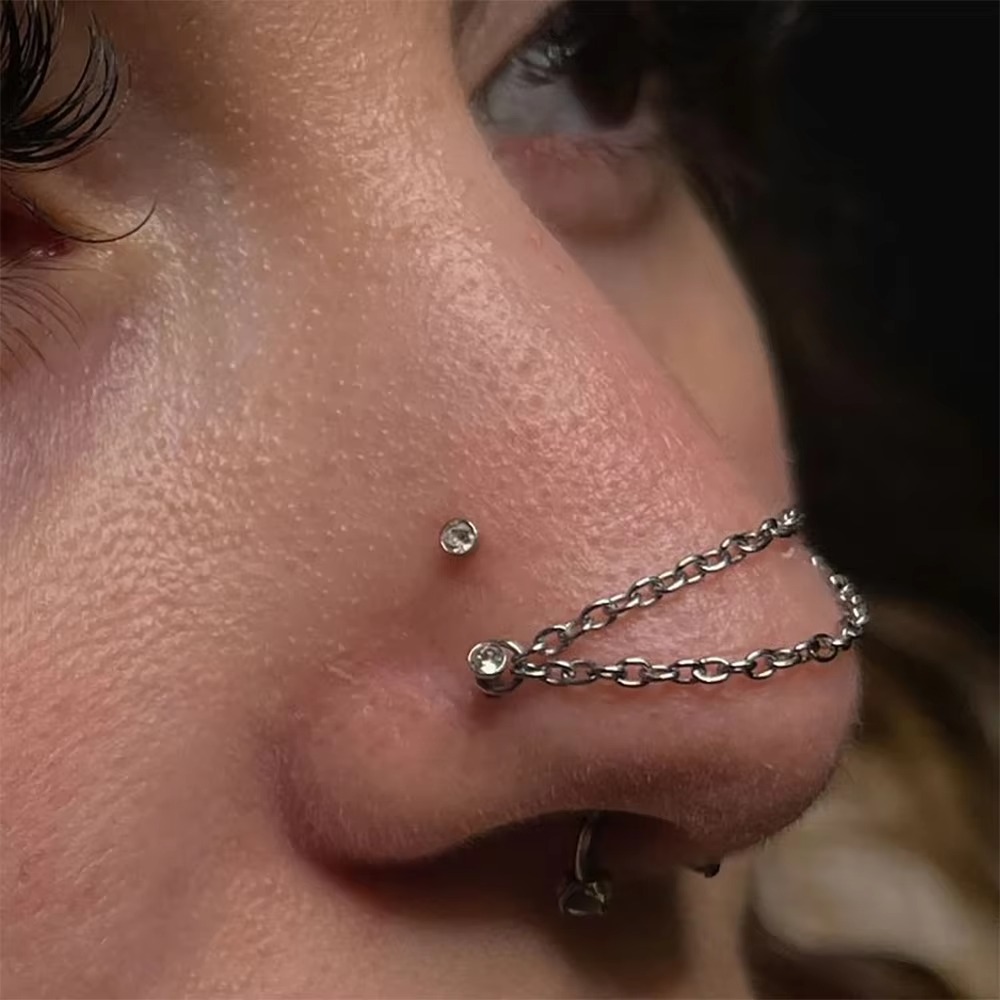 سلسلة أنف من التيتانيوم بتصميم - مراجعة Body Jewelry Ear Piercing وسعره